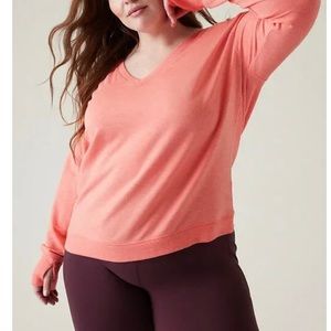 Athleta Sunrise V Neck Pullover Sweatshirt